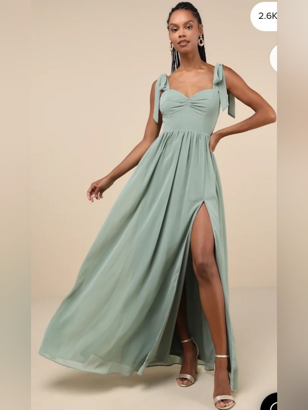 Radiant Charisma Sage Brush Chiffon Ruched Tie-Strap Maxi Dress Lulus